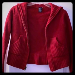 GAP small wool and angora red zip-up sweater